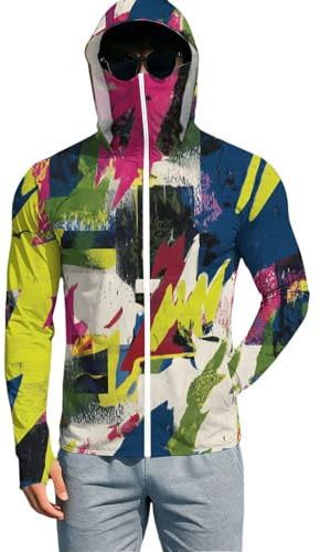 Veste UV pour homme - Protection solaire UPF 50+ - Camouflage - À capuche - Séchage rapide - Légère - Respirante - Séchage rapide - Confortable - En soie glacée - Veste d'été stretch