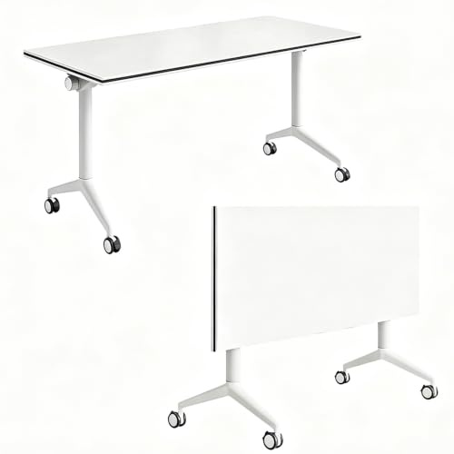 Folding Conference Table with Wheels, Mobile Flip-Top Training Table, Modular Space-Saving Meeting Table, with 2.5CM Thickened Desktop, for Office Classroom & Meeting Room