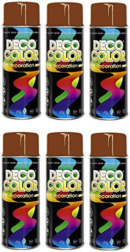 Deco Color 6er Sparpack DC Lackspray glänzend 400ml nach RAL freie Farbauswahl (6 Dosen in lehmbraun glanz RAL 8003)