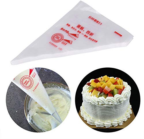 100 Sacs à Passepoil Poches à douilles Sacs de Glaçage en Plastique de Qualité Alimentaire Réutilisables Anti-glisse Sacs de Pâtisserie Extra Epais Kits pour Décoration de Gâteaux Crème(S)