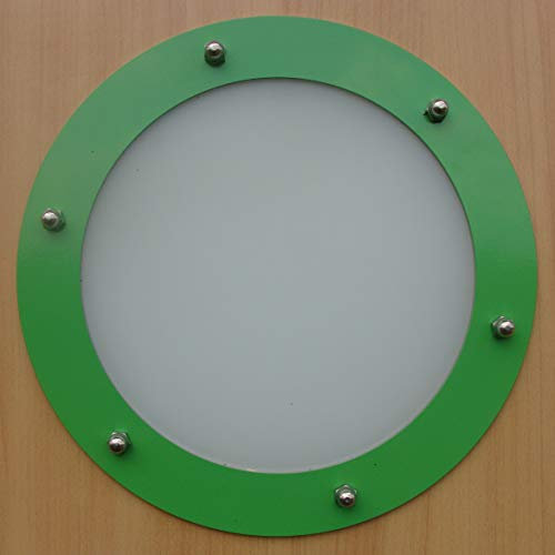 Bullauge flach 323mm Edelstahl grün Glas matt Hutmuttern