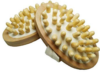 CareforYou Natural Wood Anti Cellulite Massager Body Slimming Circulation Brush Muscle Relax Palm Sauna Spa Bath Massage, Pack 2
