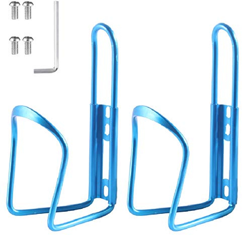 Alloy Aluminum Lightweight Bike Water Bottle Cages - 2 Pack Bicycle Holder Cages - Blue
