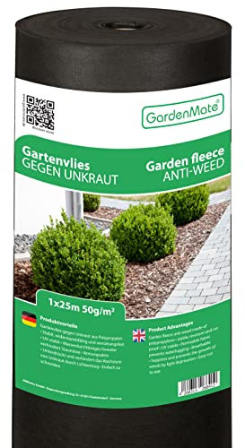 GardenMate Rouleau Toile Anti-Mauvaises Herbes 1x25m en Non tissé 50g/m² - antidéchirure, Anti-UV et perméable à l'eau - 1x25 = 25m²