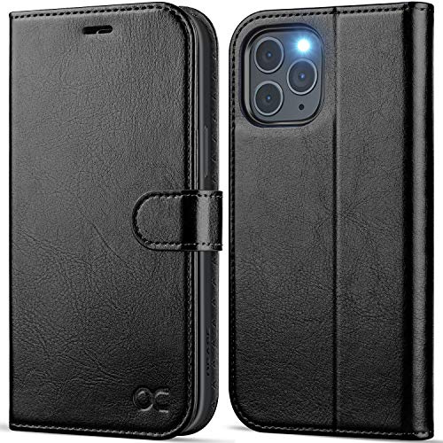 OCASE Hülle für iPhone 12 Pro MAX Handyhülle Schwarz | Premium PU Leder Kartenfach Magnetverschluss Lederhülle RFID Schutzhülle Klapphülle Tasche Case Cover Etui