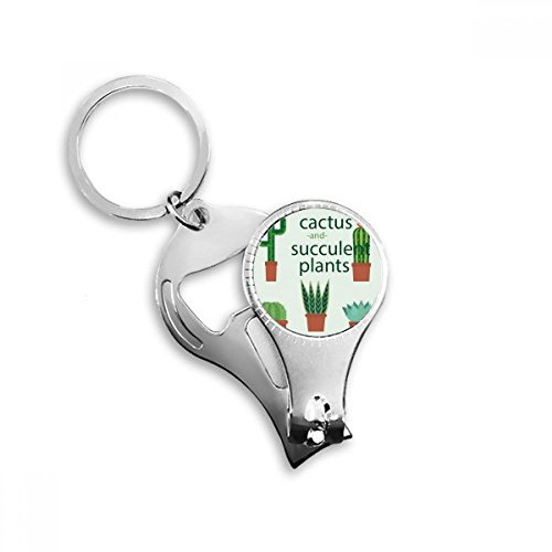 Pianta grasse Pianta in vaso Cactus Illustrazione Nail Nipper Anello Portachiavi Apribottiglie Clipper