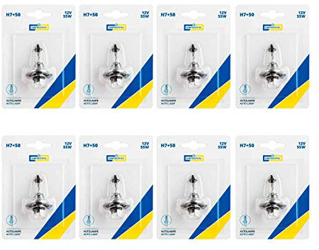 8x cartechnic H7 +50% 12V 55W PX26d Halogen Glühbirnen Scheinwerferlampen Blisterverpackung