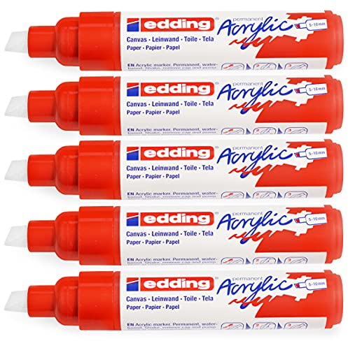 Acrylmarker edding e-5000 breed verkeersrood | 5 stuks