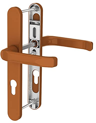 Premium Drückergarnitur Saturn DHS 92mm - Oval - Griff-Griff, Farbe:Golden Oak RAL 8003, Schildbreite:32mm