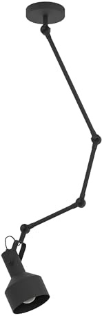 EGLO Pendelleuchte Takeley, 1 flammige Deckenlampe industrial | skandinavisch, Hängeleuchte aus Metall in Schwarz, Wohnzimmerlampe höhenverstellbar, Deckenleuchte mit E27 Fassung