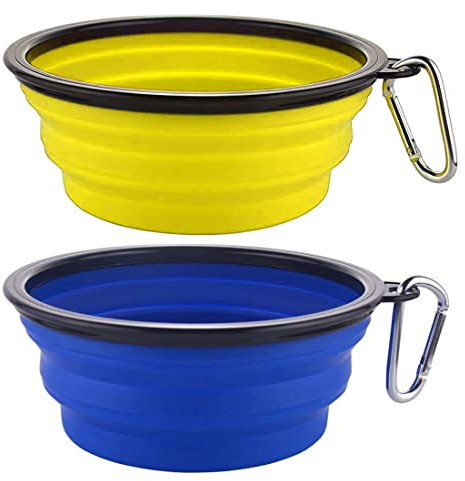 2 Piezas Bebedero Portátil Plegable de Viaje, Plato Silicona para Perros Gatos, Pet Food Bowl, Cuenco de Agua, Comedero para Mascotas