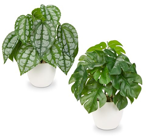 2er-Set 28cm Kunstpflanzen im Topf für Heimdekoration Künstliche Zimmerpflanze, Blumenarrangements Heim- und Büro Dekoration Desktop Bonsai, Kunstpflanzen mit Töpfen Tischdeko Haus Balkon Büro Deko