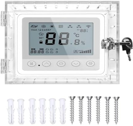 Longzhuo Protettore per Termostato Trasparente, Scatola di Blocco Termostato Universale con Chiave, Protezione Termostato da Parete Portatile, Compatibile con Termostati, Trasparente/Verde, 20*12