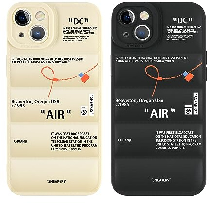 nurkorki 2 Stück Puffer Handyhülle für iPhone 13 Hülle 6,1,Hot Off Sports Shoes White or Black Label Case Weiche Silikon Stoßfeste Stoßstange Handyhülle für Jungen Mädchen Frauen Cooles Design