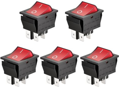 Heschen Ein-Aus-Kippschalter, DPDT, 4 Endpunkte, 16 A 250 VAC, rot leuchtend (5)