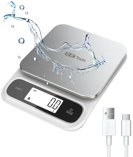 Tada 5kg Food Kitchen Digital Scale with 0.1g Precision IPX6 Waterproof, Type-C Charging, Ounces and Grams for Weight Loss, Cooking, Baking