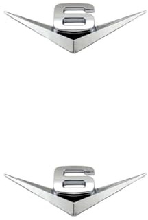 VUIUYOIES 2 Satz von Autozubehör für stilvolle und Coole Autos, Emblem Abzeichen, Zubehör aus Zinklegierung für Autoaufkleber, Emblem V6: Silber, V6: Silber 2Satz