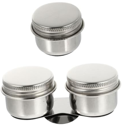 Hohopeti 2 Piezas de Bote para Lavar Pintura de Acuarela de Acero Inoxidable Tapa para Limpiar Pinceles y Evitar Evaporación, Adecuado para Escuelas o Uso Doméstico