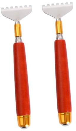 Healvian 2stücke Verstellbarer Rückenkratzer Aus Edelstahl Mit Holzgriff Flexibles Kratzwerkzeug Für Schwer Erreichbare Stellen Für Massage Und Entspannung