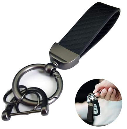 JJQFLB Leder schlüsselanhänger für Mercedes Benz A-Class A35 A45 A180d A200d A220d A250e AMG, Geschenk Keyring,A/Black