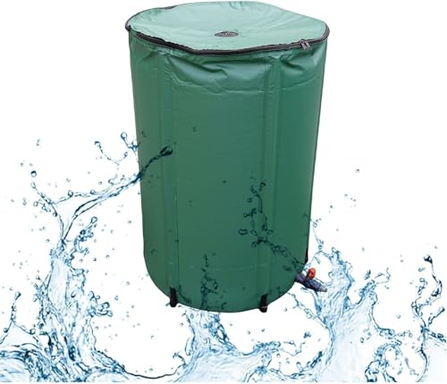 Seau avec support et robinet – tonneau de pluie pliable portable pour l'extérieur – Collecteur d'eau de pluie avec robinet (500 L)