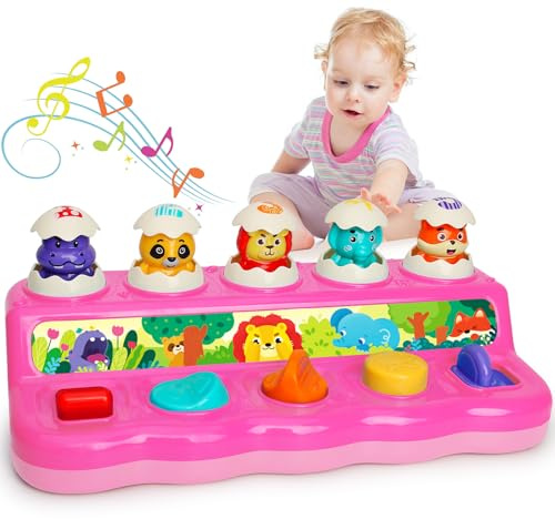 Wanonoo Baby Spielzeug ab 1 Jahr Mädchen, Pop up Baby Montessori Spielzeug 6 8 9 10 12 Monate mit Musik & Licht, Musik Spielzeug mit Tieren Motorikspielzeug 1 Jahr Interaktives Geschenke ab 1 2 Jahr