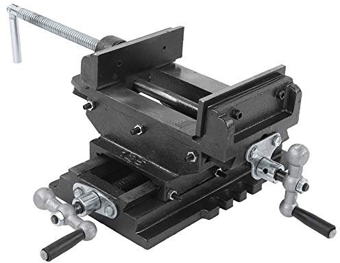Drill Press Vise, 5 Inch Cross Slide Heavy Duty Cast Iron Milling Vice Holder Woodworking Clamping Vise Machine Bench Top Mount Cross Sliding Vise
