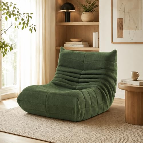 LKPOMI Sitzsack Sofa Bodensofa, Boneless Couch Bodenstuhl mit Rückenlehne, Lesesessel Bequem Teddy Lazy Sofa Bodensessel für Schlafzimmer Wohnzimmer (Grün)