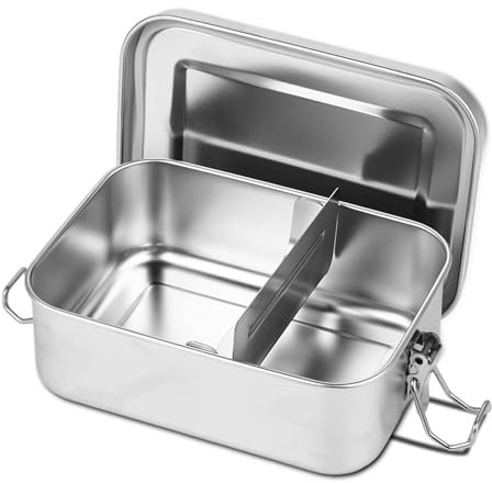 Qacpahucy Boîte à Bento en Acier Inoxydable 850ml - Lunch Box Bento Anti-Fuite avec 1 Compartiment - pour Enfants École, Travail et Pique-nique - Étanche et Durable