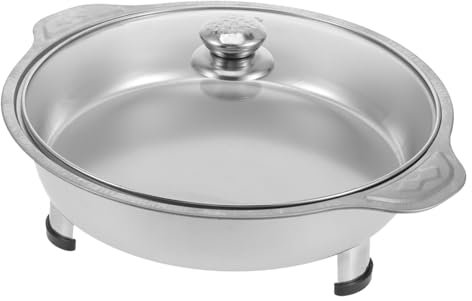 ASAKKURA Contenitore Per Alimenti in Acciaio Con Coperchio Vassoio Per Buffet Padella Portavivande Per Feste Ristoranti e Caffetterie