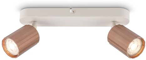 BRILONER - Deckenlampe mit Riffeln, schwenkbar, GU10, max. 9 W, Deckenleuchte, Lampe, Wohnzimmerlampe, Schlafzimmerlampe, Küchenlampe, Deckenstrahler, Deckenbeleuchtung, 28 cm, Coffee