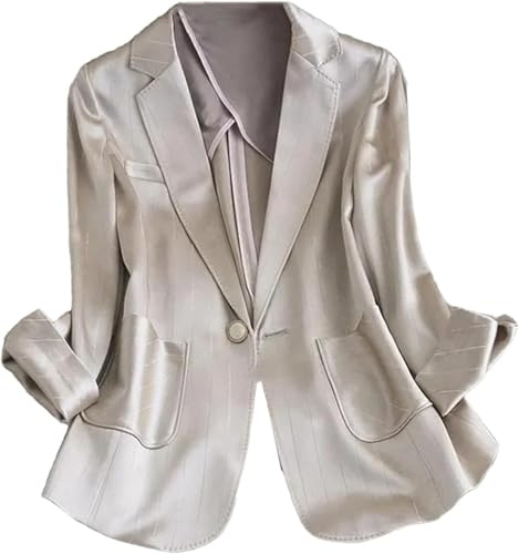 Blazer Aderente A Maniche Lunghe in Raso Leggero Elegante Classico E retrò da Donna per Primavera E Autunno Giacca Casual da Lavoro Ufficio Festa Banchetto
