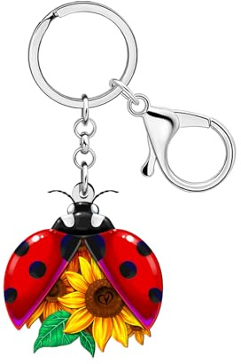 DOWAY Porte-clés Nouveauté Coccinelle Cadeaux Insectes pour Femme | Porte-clés Acrylique Insecte Breloque Nature Animaux Breloques de Sac Bijoux Coléoptère pour Sacs à Main Sacs à Dos Créateurs