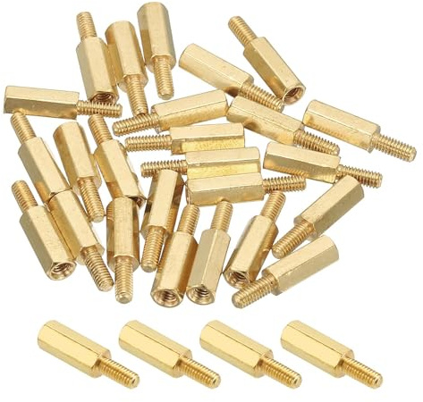 PATIKIL M2,5 Messing Sechskant Abstandshalter 25 Stück PCB Motherboard Abstandsschrauben Für Drohnen Quadcopter Computerbau Elektronikprojekte Leiterplatte Gold (M2,5 x 10mm+6mm)