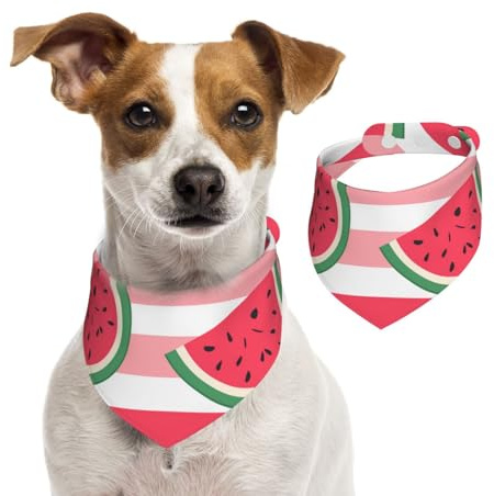 Hundehalstuch, gestreift, Wassermelone, Rosa, 1 Stück, Hundezubehör für kleine Hunde