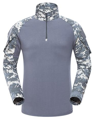 Polotröjor funktion utomhus sport jakt skytte BDU kläder kamouflage skjorta undertröja män kortärmad, D, XL