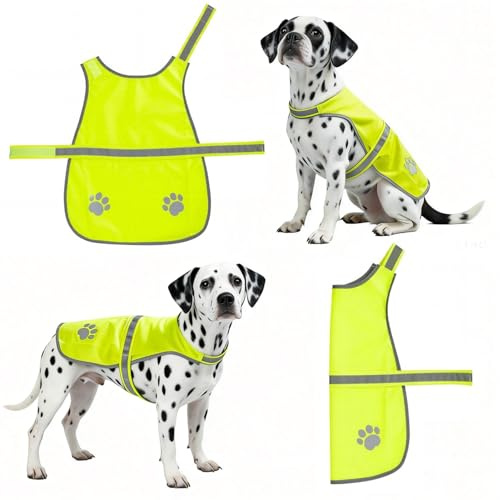 GAZIL Reflektierende Hundeweste, Hochsichtbare Sicherheitsweste in Neon-Gelb für Große Hunde, Verstellbare Gurte, Halsumfang 35-36 cm