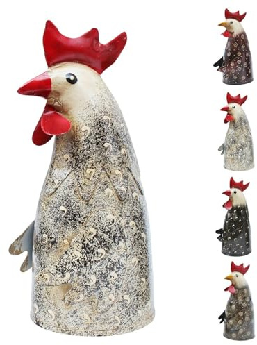 NETPROSHOP Dekorative Zaunfigur Huhn aus Metall Zaunhocker Hühner Höhe ca. 20 cm, Farbe:Eric