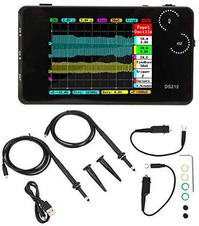 Oscilloscopio digitale portatile a 2 canali con interfaccia USB per ingegneria elettronica di base