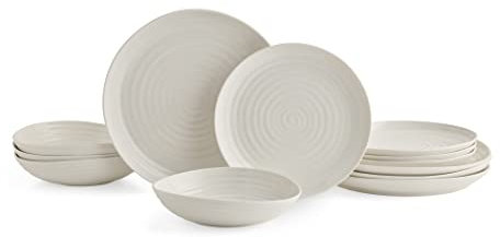Portmeirion Home & Gifts CPW78880-XPM 12 Piece Coupe Set, Porcelain, White, 27.9 x 27.9 x 2.5 cm