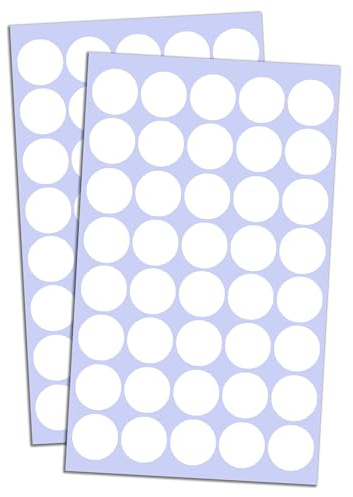 2000 Stück, 20mm Klebepunkte Weiß, Weiße Punkte Aufkleber Sticker | Markierungspunkte Selbstklebend