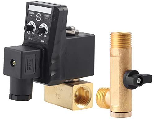 Taidda Válvula de drenaje automática, Válvula de drenaje temporizada electrónica G1/2 DN15 Válvula de drenaje temporizada electrónica automática para gestión de condensado