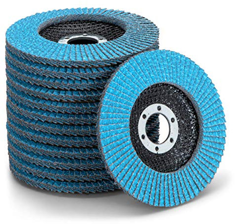 Discos abrasivos de abanico prémium con revestimiento de cinc, 10 unidades, diámetro de 115 mm, grano 40, para metal, acero y madera, recubiertos de corindón de circonio