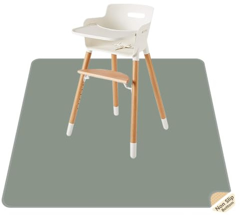 CLCROBD Baby-Bodenmatte für unter Hochstuhl/Kunst/Handwerk, wasserdicht, rutschfest, zum Essen, waschbar, Bodenschutzmatte und Tischdecke, 129,5 cm, Grau