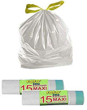 150 PZ. SACCO IMMONDIZIA NEUTRO MIS. MAXI CM.70x75 CON MANIGLIE x PATTUMIERA POKER BAMA IRPOT ECOPLAST 28 LT 35 LT