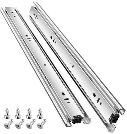 SHUHANG Drawer Runners Kitchen Drawer Runners Cabinet Drawer Slides 45 kg Load Capacity Full Extension with Ball Bearing Slides 300mm, Side Mount 1 Pair, Sliver