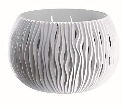 Prosperplast Bowl Sandy de plástico con depósito en Color Blanco, 16,1 (Alto) x 23,8 (Ancho) x 23,8 (Profundo) cms