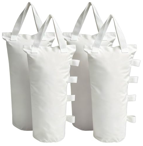 Ikerall Extra große Baldachin-Gewichte, Beingewicht für Pop-Up-Baldachin, Zelt, Pavillon, Terrasse, sofortiger Outdoor-Sonnenschutz, 54,4 kg, Zeltgewicht, Sandsäcke (4er-Set, weiß)