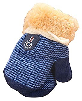 Baby Winter Fäustlinge Gestrickte Handschuhe mit Fleece gefüttert Hang Neck Fäustlinge für Baby Jungen Mädchen 6 Monate-3 Jahre