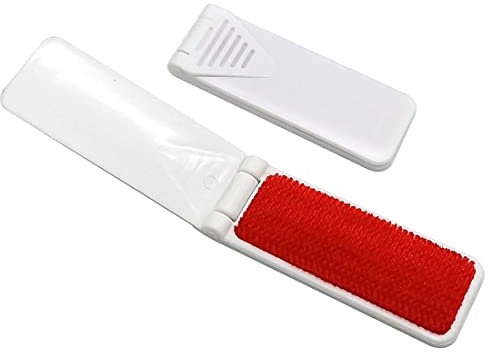 Portable Folding Mini Lint Brush Small Travel Purse Pet Hair Fabric Remover Fabric Fluff Lint Cleaning Tool 2Pcs (White)